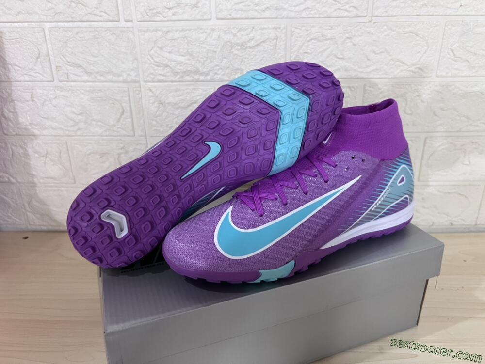 Nike Air Zoom Mercurial Superfly 10 Elite TF High-Tops Soccer Shoes - Purple/Jade/White