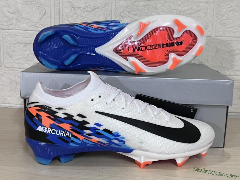Nike Air Zoom Mercurial Vapor 16 Elite FG Low-Tops Soccer Cleats - White/Black/Blue/Orange