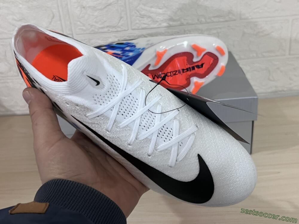 Nike Air Zoom Mercurial Vapor 16 Elite FG Low-Tops Soccer Cleats - White/Black/Blue/Orange