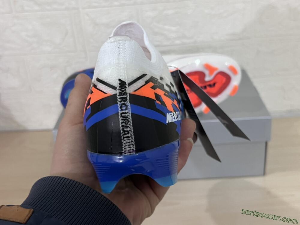 Nike Air Zoom Mercurial Vapor 16 Elite FG Low-Tops Soccer Cleats - White/Black/Blue/Orange