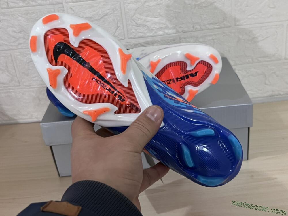 Nike Air Zoom Mercurial Vapor 16 Elite FG Low-Tops Soccer Cleats - White/Black/Blue/Orange