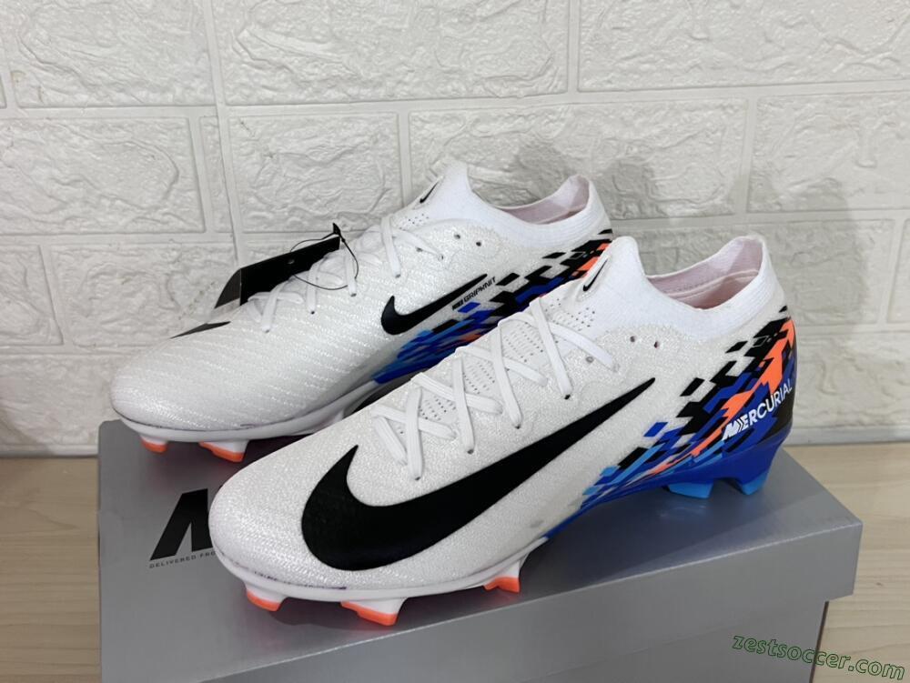 Nike Air Zoom Mercurial Vapor 16 Elite FG Low-Tops Soccer Cleats - White/Black/Blue/Orange