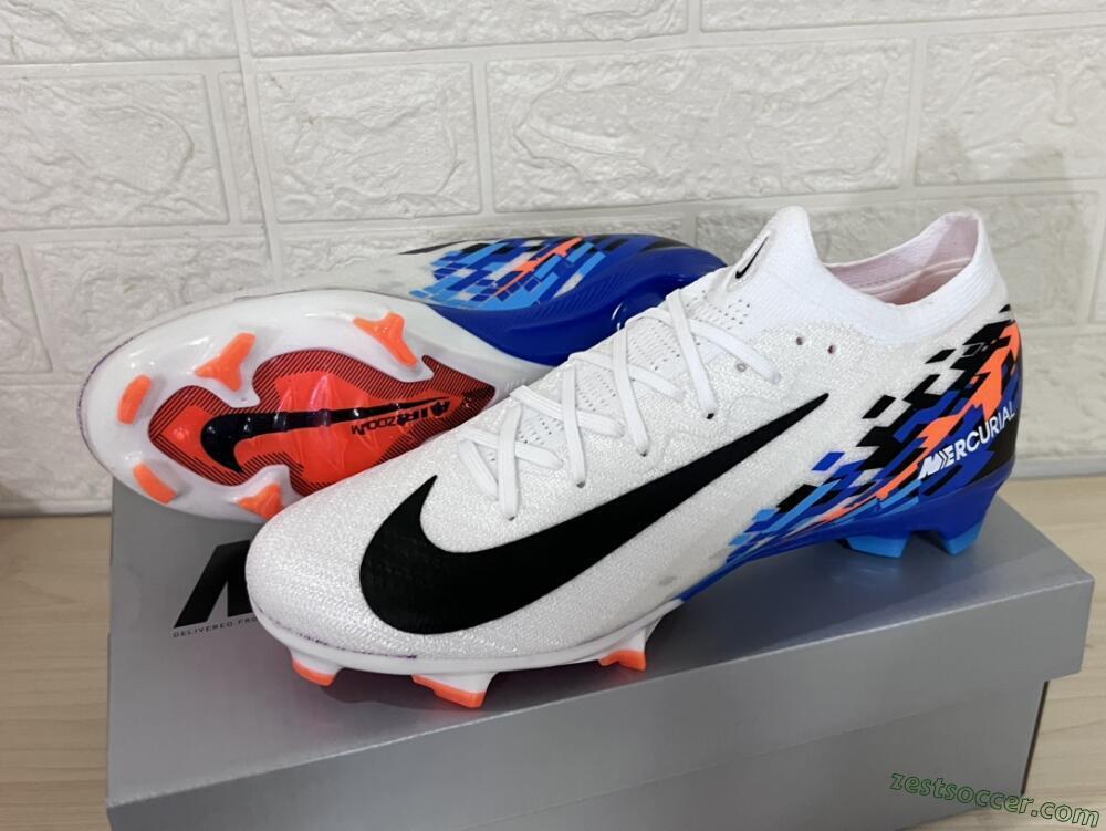 Nike Air Zoom Mercurial Vapor 16 Elite FG Low-Tops Soccer Cleats - White/Black/Blue/Orange