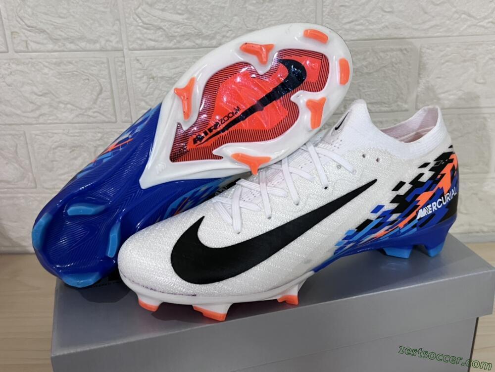 Nike Air Zoom Mercurial Vapor 16 Elite FG Low-Tops Soccer Cleats - White/Black/Blue/Orange