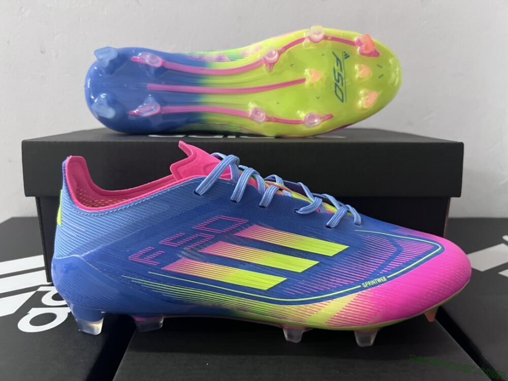 Adidas F50 Elite TF Low-Tops Soccer Shoes - Blue/Pink/Yellow