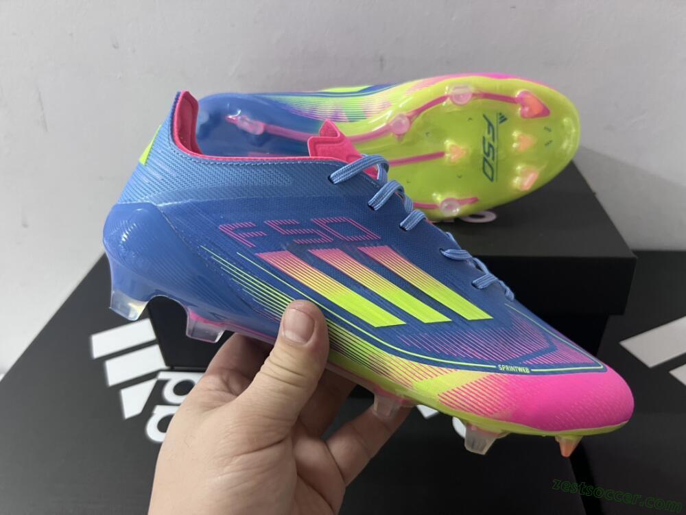 Adidas F50 Elite TF Low-Tops Soccer Shoes - Blue/Pink/Yellow