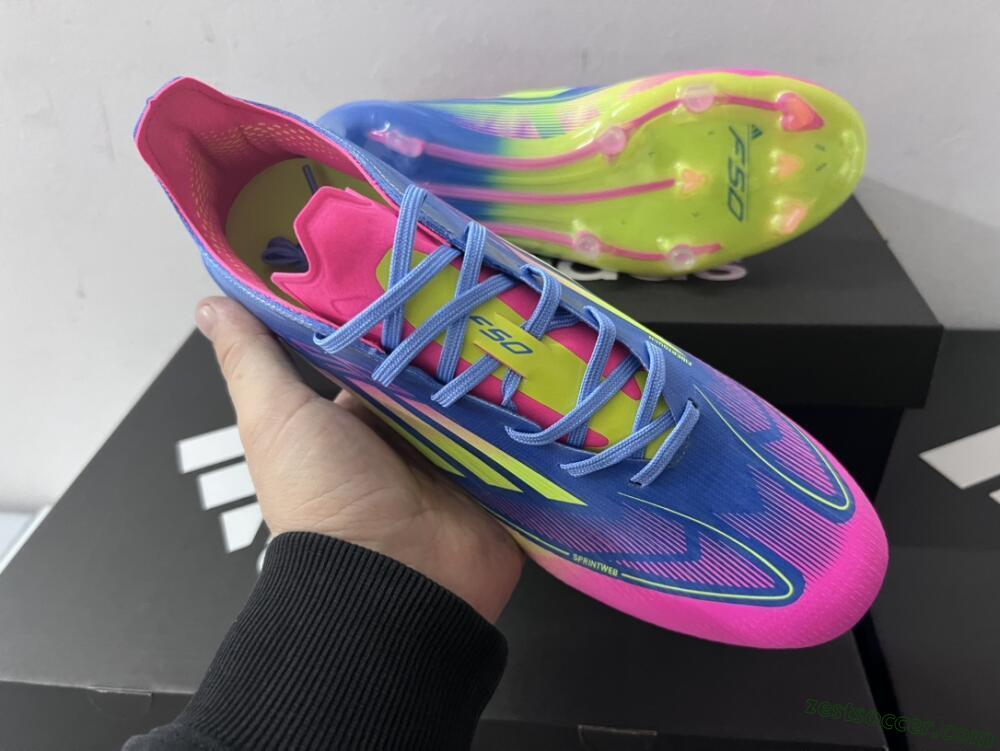 Adidas F50 Elite TF Low-Tops Soccer Shoes - Blue/Pink/Yellow