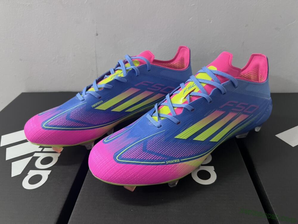 Adidas F50 Elite TF Low-Tops Soccer Shoes - Blue/Pink/Yellow