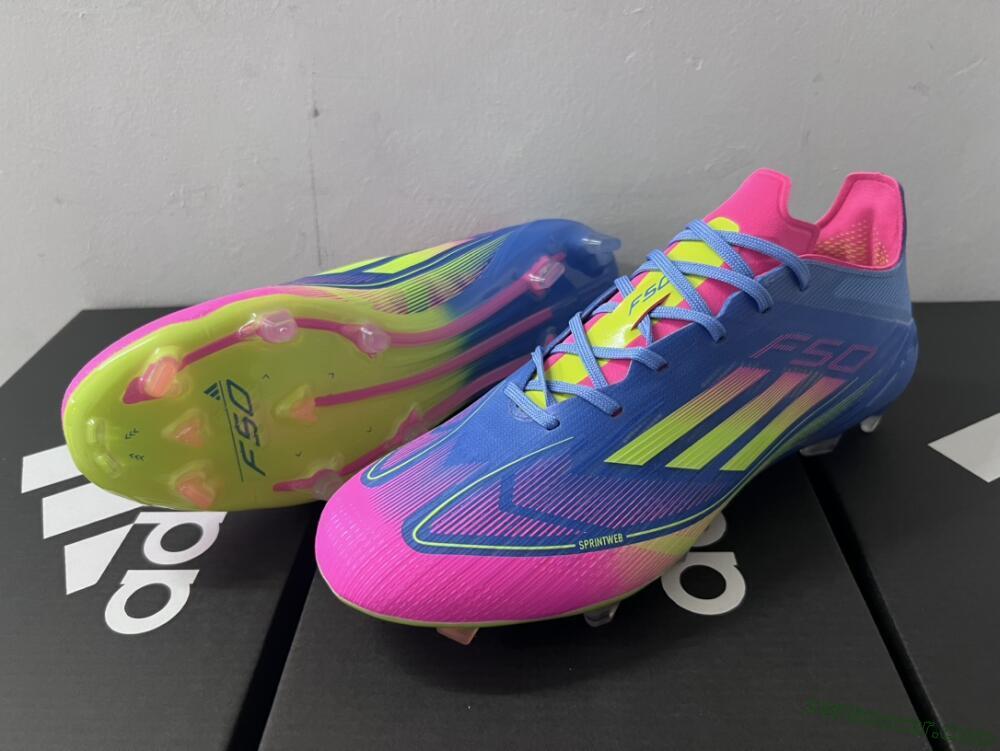 Adidas F50 Elite TF Low-Tops Soccer Shoes - Blue/Pink/Yellow