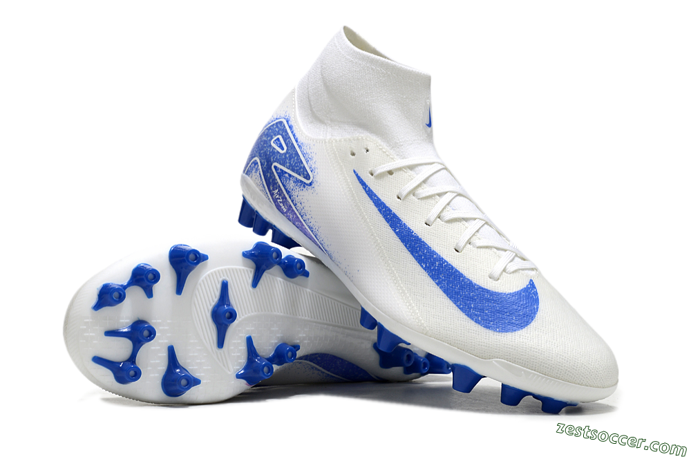 Nike Air Zoom Mercurial Superfly 10 Elite AG High-Tops Soccer Cleats - Beige/White/Blue 3