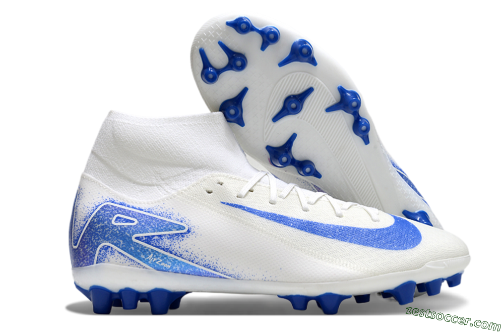 Nike Air Zoom Mercurial Superfly 10 Elite AG High-Tops Soccer Cleats - Beige/White/Blue 0