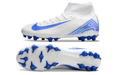 Nike Air Zoom Mercurial Superfly 10 Elite AG High-Tops Soccer Cleats - Beige/White/Blue