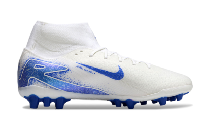 Nike Air Zoom Mercurial Superfly 10 Elite AG High-Tops Soccer Cleats - Beige/White/Blue
