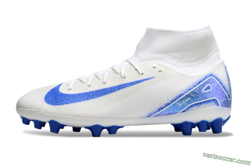 Nike Air Zoom Mercurial Superfly 10 Elite AG High-Tops Soccer Cleats - Beige/White/Blue 2