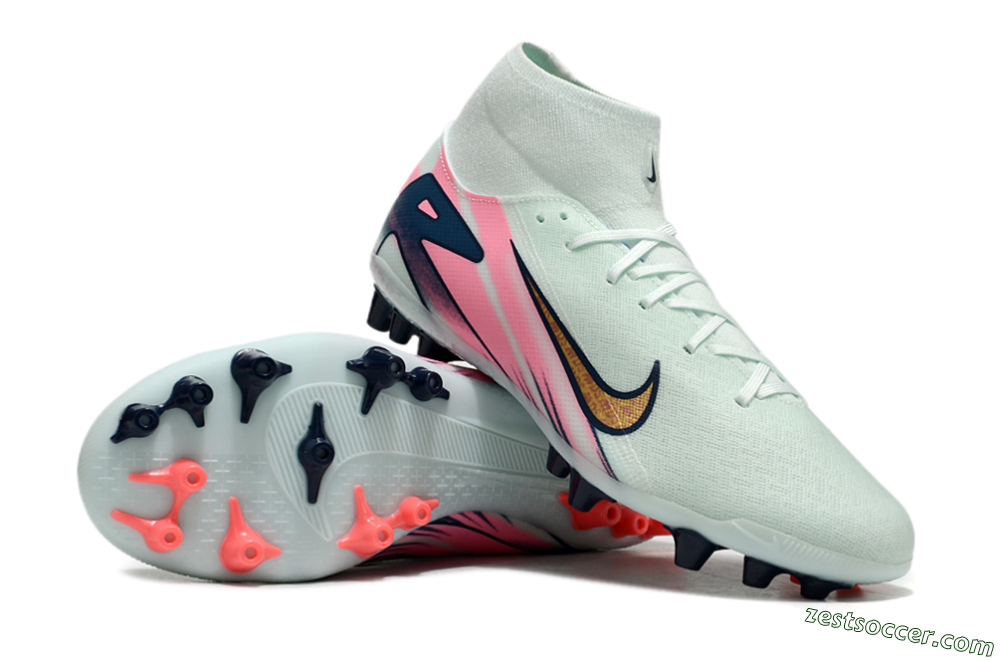 Nike Air Zoom Mercurial Superfly 10 Elite AG High-Tops Soccer Cleats - Jade/Gold/Pink 3
