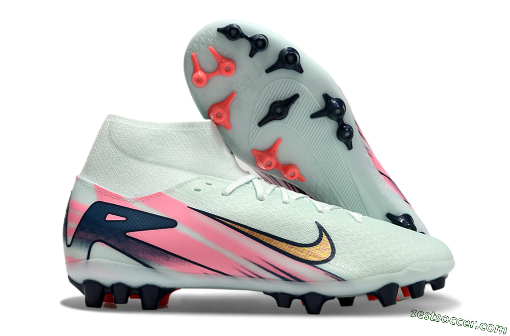 Nike Air Zoom Mercurial Superfly 10 Elite AG High-Tops Soccer Cleats - Jade/Gold/Pink 0