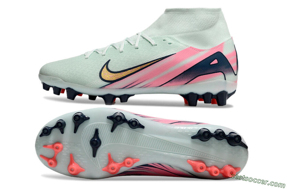 Nike Air Zoom Mercurial Superfly 10 Elite AG High-Tops Soccer Cleats - Jade/Gold/Pink 1