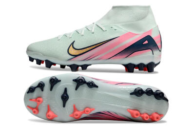 Nike Air Zoom Mercurial Superfly 10 Elite AG High-Tops Soccer Cleats - Jade/Gold/Pink