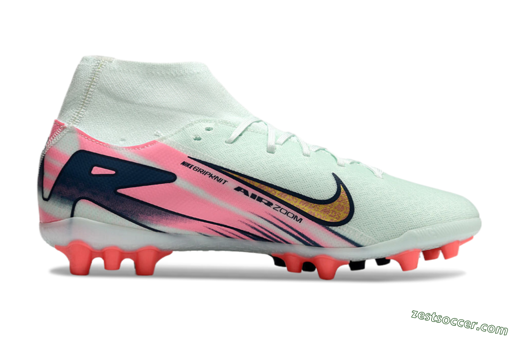 Nike Air Zoom Mercurial Superfly 10 Elite AG High-Tops Soccer Cleats - Jade/Gold/Pink 7
