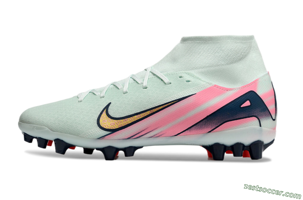 Nike Air Zoom Mercurial Superfly 10 Elite AG High-Tops Soccer Cleats - Jade/Gold/Pink 2