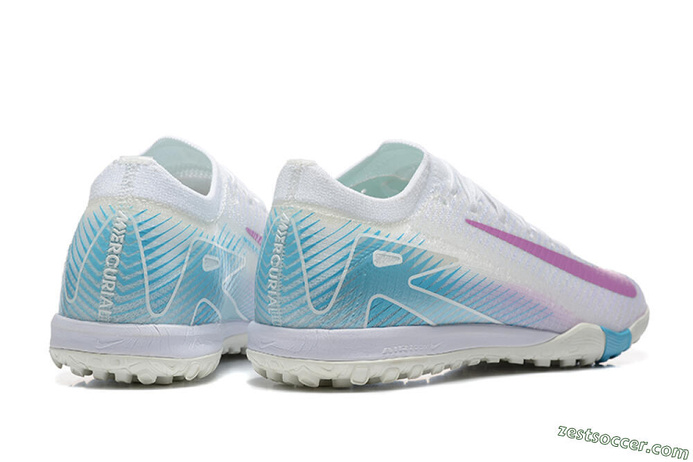 Nike Air Zoom Mercurial Vapor 16 Elite TF Low-Tops Soccer Shoes - White/Purple/Blue 9