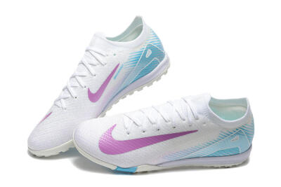 Nike Air Zoom Mercurial Vapor 16 Elite TF Low-Tops Soccer Shoes - White/Purple/Blue