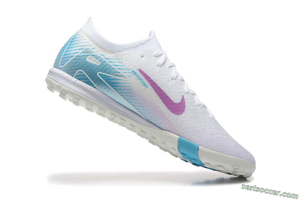 Nike Air Zoom Mercurial Vapor 16 Elite TF Low-Tops Soccer Shoes - White/Purple/Blue 7