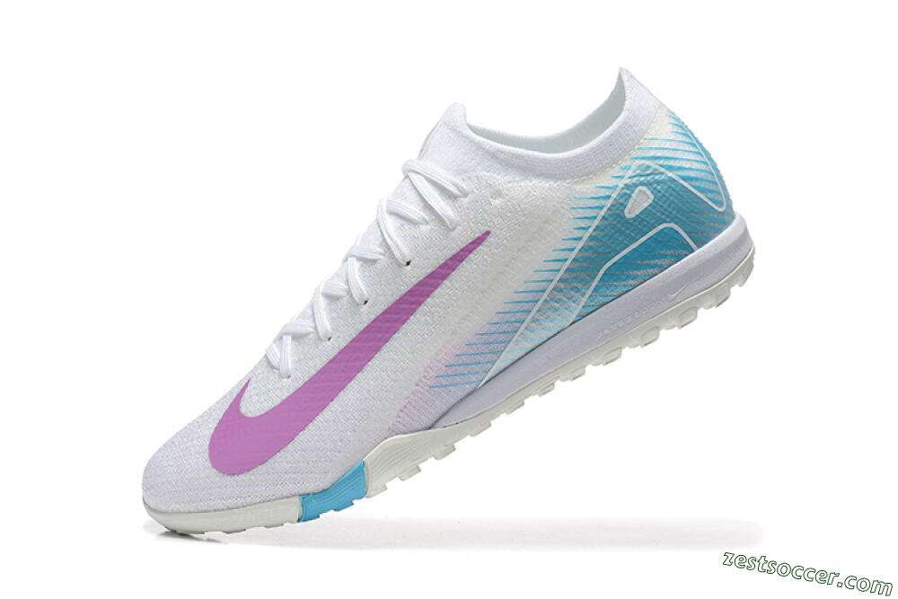 Nike Air Zoom Mercurial Vapor 16 Elite TF Low-Tops Soccer Shoes - White/Purple/Blue 8