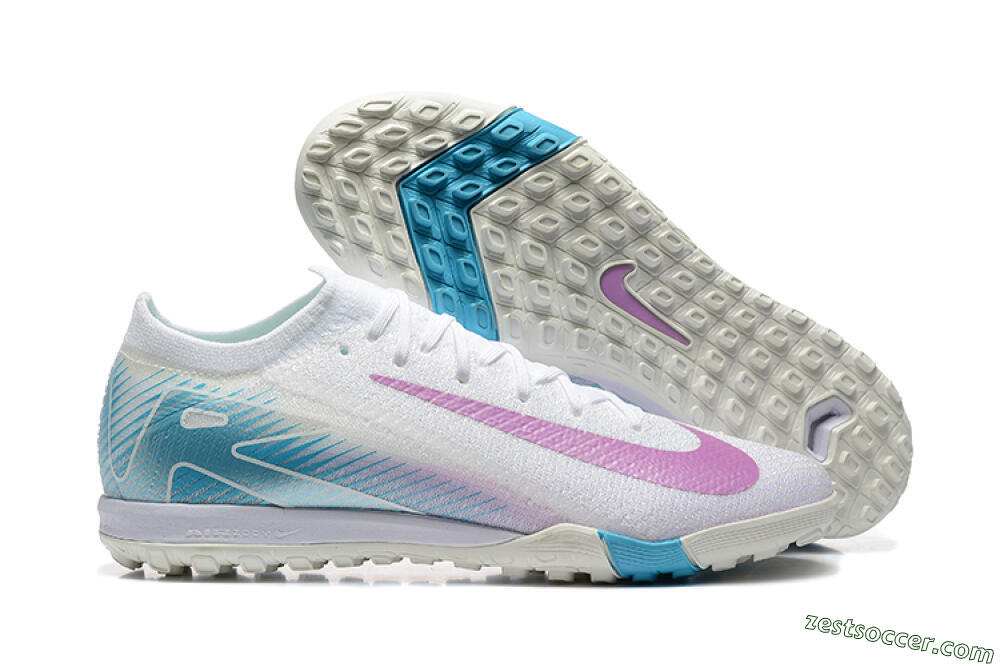 Nike Air Zoom Mercurial Vapor 16 Elite TF Low-Tops Soccer Shoes - White/Purple/Blue 0