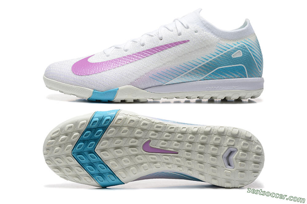 Nike Air Zoom Mercurial Vapor 16 Elite TF Low-Tops Soccer Shoes - White/Purple/Blue 1
