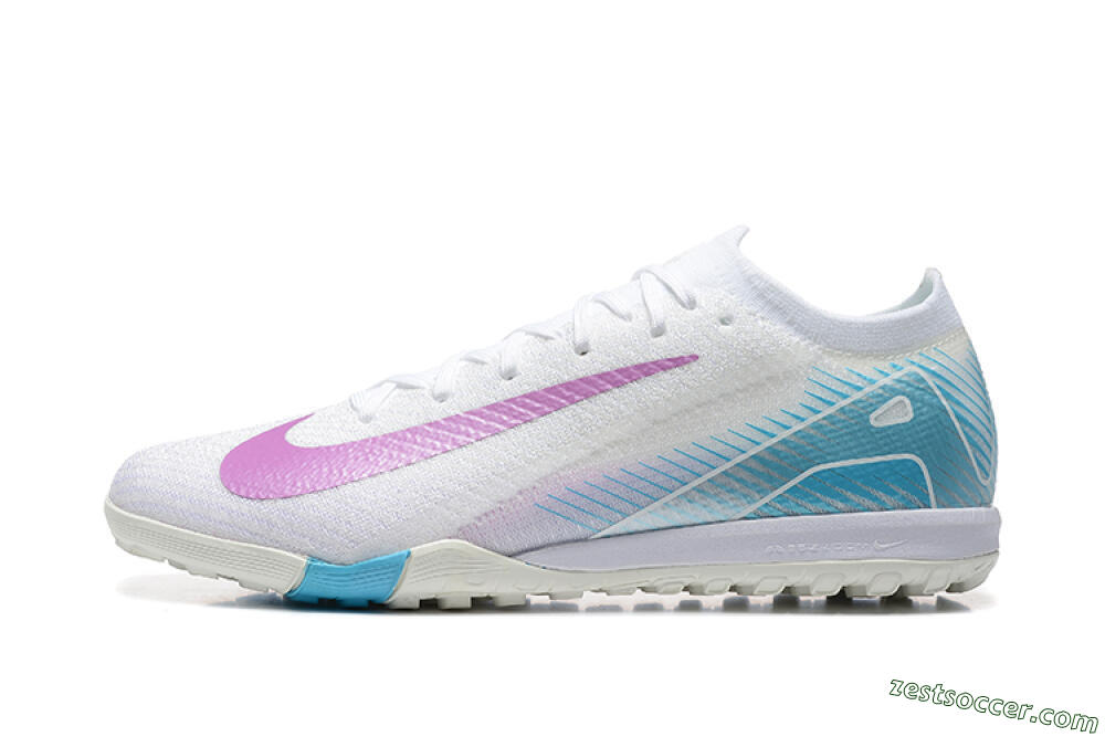 Nike Air Zoom Mercurial Vapor 16 Elite TF Low-Tops Soccer Shoes - White/Purple/Blue 2