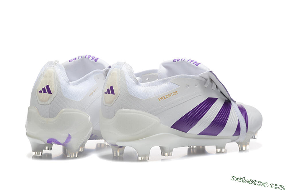 Adidas Predator Accuracy Elite Foldover Tongue FG Low-Tops Soccer Cleats - White/Purple/Gold 9
