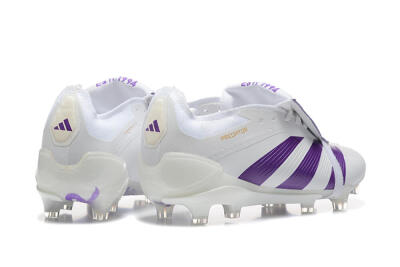 Adidas Predator Accuracy Elite Foldover Tongue FG Low-Tops Soccer Cleats - White/Purple/Gold