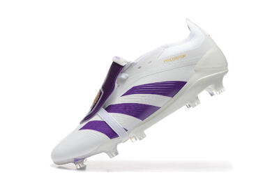 Adidas Predator Accuracy Elite Foldover Tongue FG Low-Tops Soccer Cleats - White/Purple/Gold