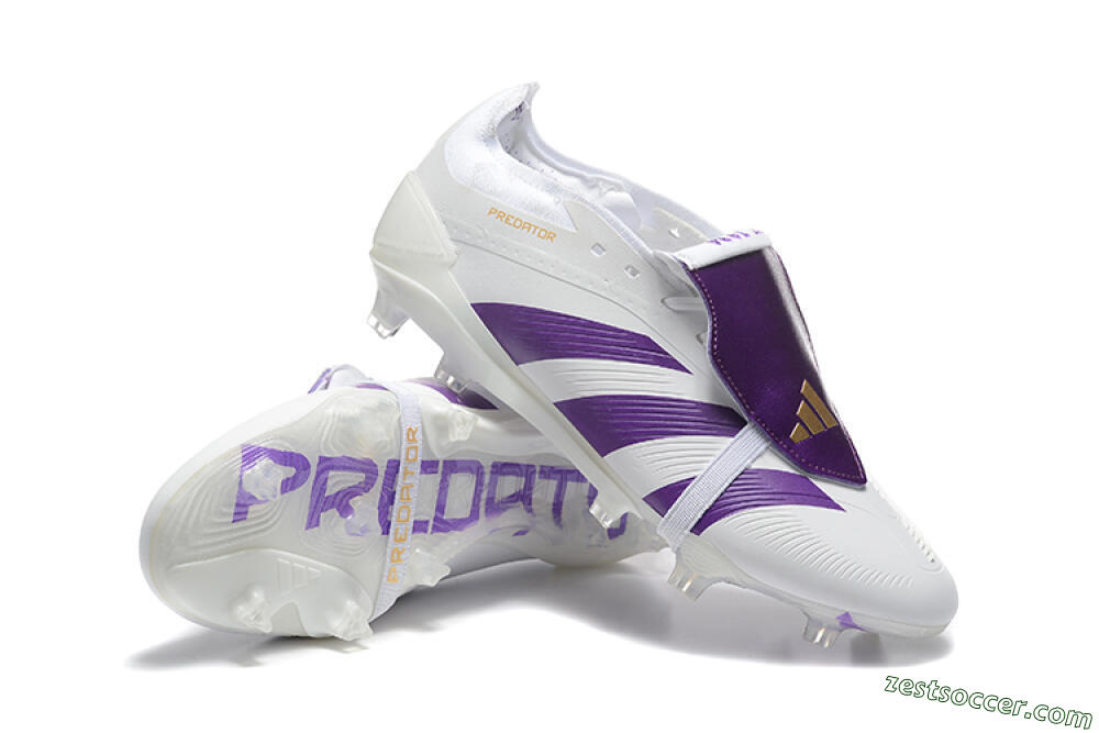 Adidas Predator Accuracy Elite Foldover Tongue FG Low-Tops Soccer Cleats - White/Purple/Gold 4