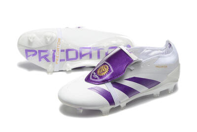 Adidas Predator Accuracy Elite Foldover Tongue FG Low-Tops Soccer Cleats - White/Purple/Gold