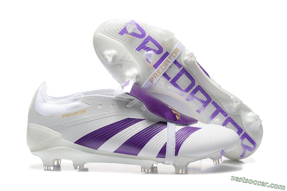 Adidas Predator Accuracy Elite Foldover Tongue FG Low-Tops Soccer Cleats - White/Purple/Gold 0