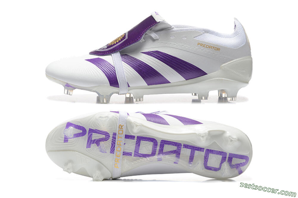 Adidas Predator Accuracy Elite Foldover Tongue FG Low-Tops Soccer Cleats - White/Purple/Gold 1