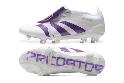 Adidas Predator Accuracy Elite Foldover Tongue FG Low-Tops Soccer Cleats - White/Purple/Gold