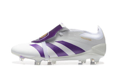 Adidas Predator Accuracy Elite Foldover Tongue FG Low-Tops Soccer Cleats - White/Purple/Gold