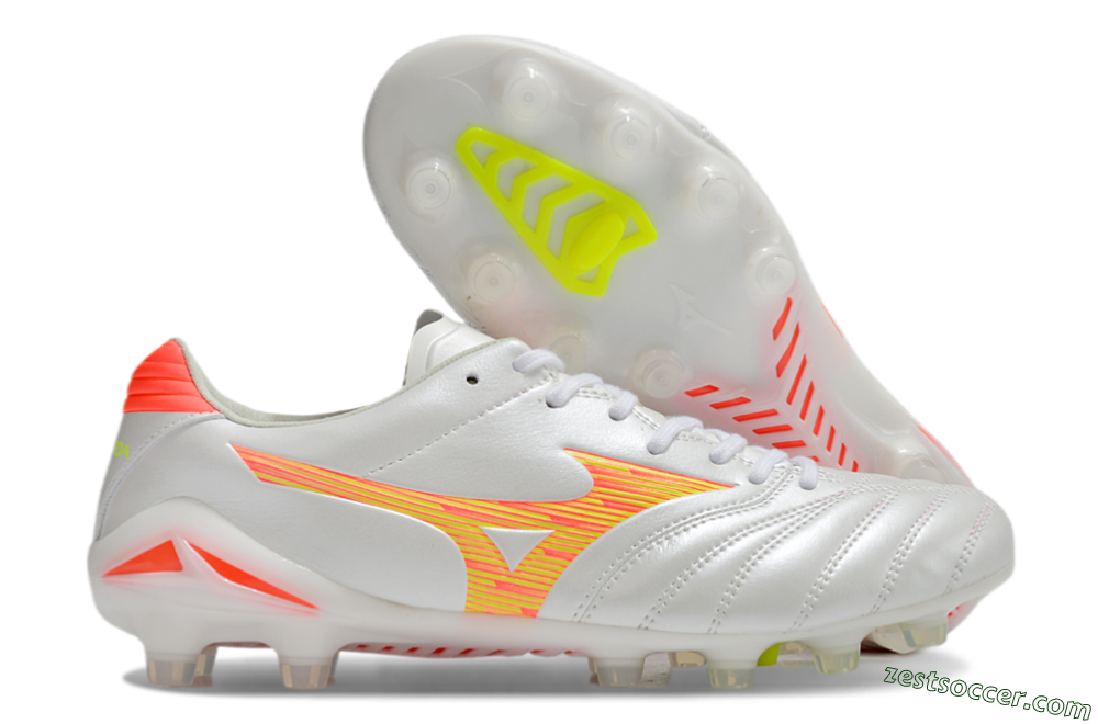 Mizuno Morelia Neo 4 FG Low-Tops Soccer Cleats - White/Red/Yellow 0