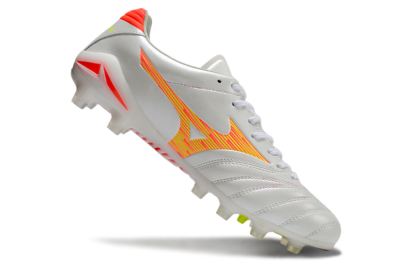 Mizuno Morelia Neo 4 FG Low-Tops Soccer Cleats - White/Red/Yellow