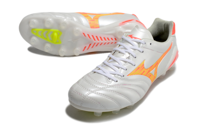 Mizuno Morelia Neo 4 FG Low-Tops Soccer Cleats - White/Red/Yellow