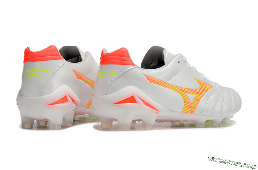Mizuno Morelia Neo 4 FG Low-Tops Soccer Cleats - White/Red/Yellow 6