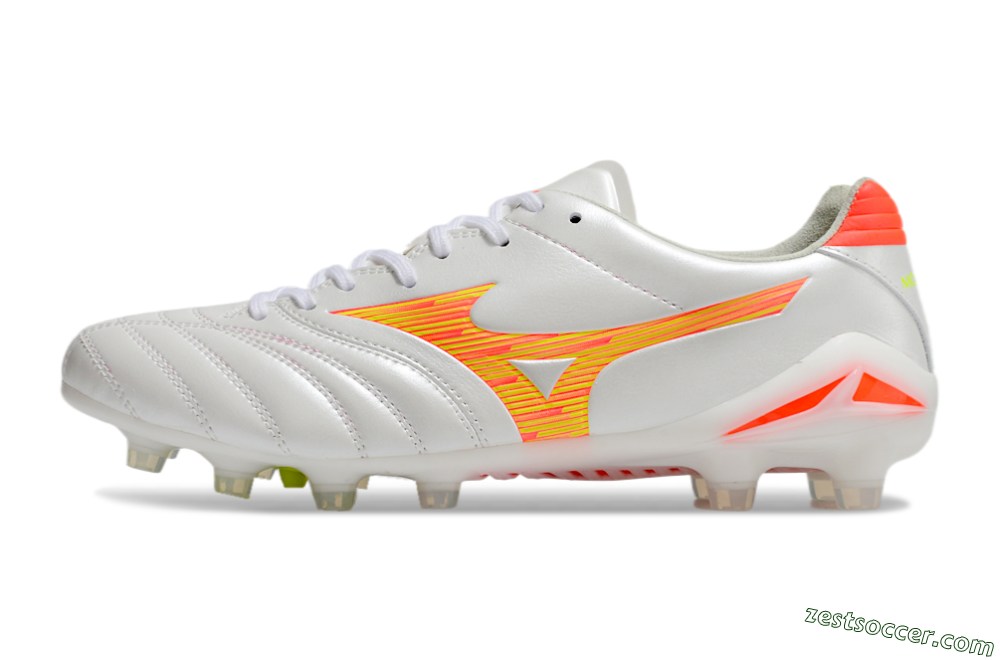 Mizuno Morelia Neo 4 FG Low-Tops Soccer Cleats - White/Red/Yellow 2