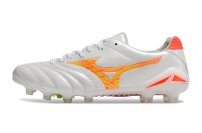 Mizuno Morelia Neo 4 FG Low-Tops Soccer Cleats - White/Red/Yellow