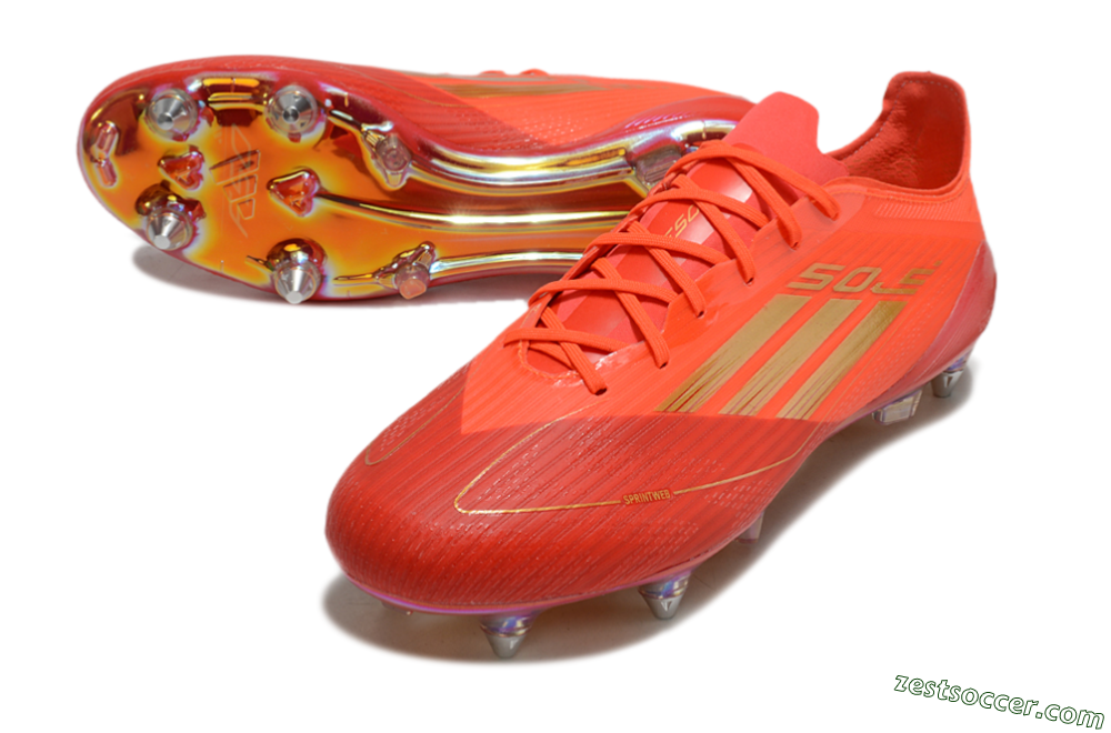 Adidas F50 Elite SG Low-Tops Soccer Cleats - Red/Gold 3