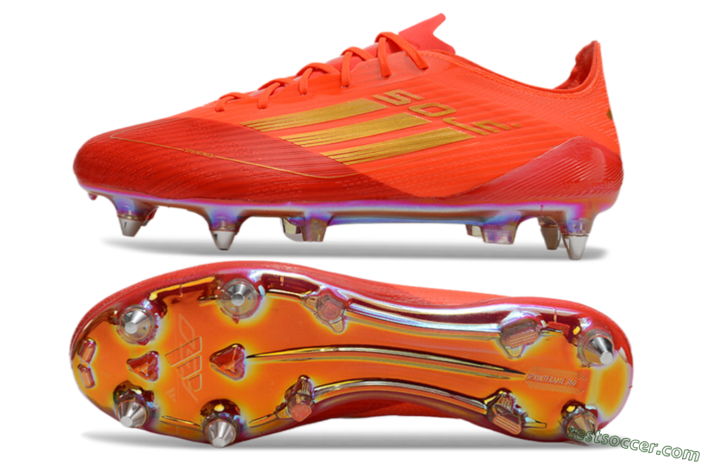 Adidas F50 Elite SG Low-Tops Soccer Cleats - Red/Gold 1