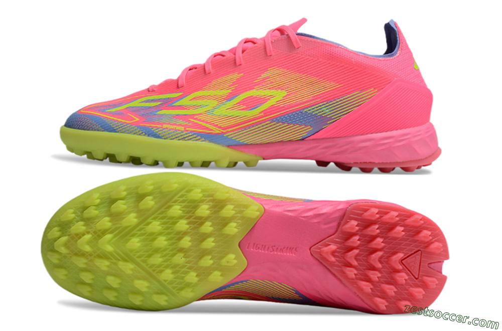 Adidas F50 Pro TF Low-Tops Soccer Shoes - Pink/Blue/Yellow 1