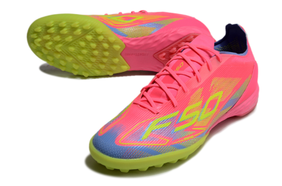 Adidas F50 Pro TF Low-Tops Soccer Shoes - Pink/Blue/Yellow